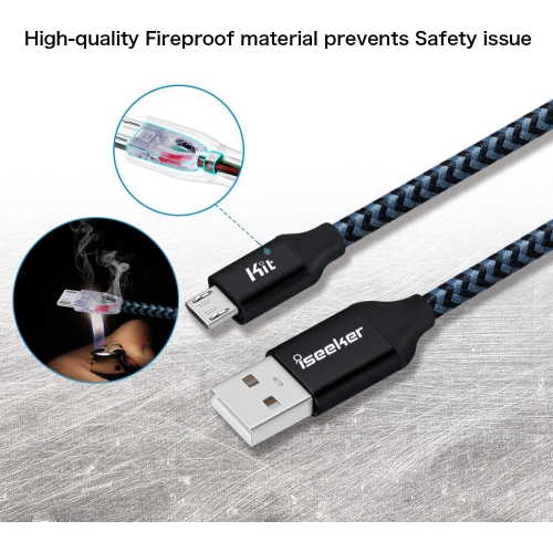 Micro USB Cable 1ft, Short Nylon Braided Fast Charger Cable USB to Micro USB 2.0 Android Charging Cord