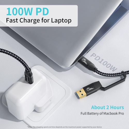 USB C to USB C Cable 20Gbps 3.3Ft, PD 100W/4K@60Hz Video Cable, 2-in-1 USB-A/C to USB-C Cable, USB-C 3.2 Gen