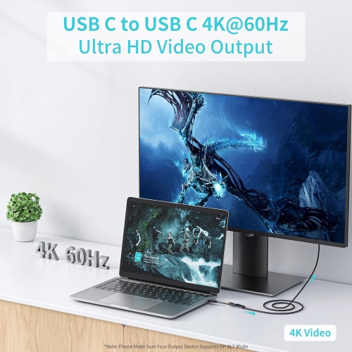 USB C to USB C Cable 20Gbps 3.3Ft, PD 100W/4K@60Hz Video Cable, 2-in-1 USB-A/C to USB-C Cable, USB-C 3.2 Gen