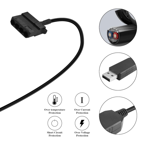 12V USB to Molex Fan Step-Up Cable 2 Pack USB Port to 12V Molex Computer PC Fan Adaptor Connector Power Supply