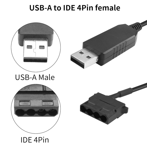 12V USB to Molex Fan Step-Up Cable 2 Pack USB Port to 12V Molex Computer PC Fan Adaptor Connector Power Supply