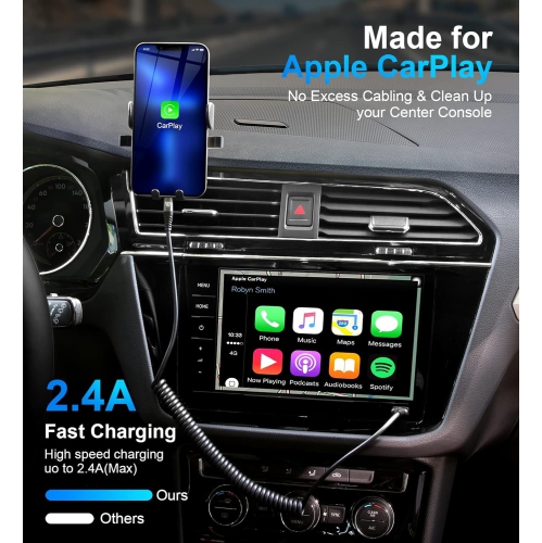 Coiled Lightning Cable, iPhone Charger Cable 3FT for Car [Apple MFi Certified] 3 Feet Lightning Cord Compatible