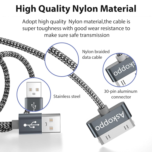 iPhone 4s Cable, 30-Pin USB Sync and Charging Data Cable Compatible with iPhone 4/4s, iPhone 3G/3GS, Pad