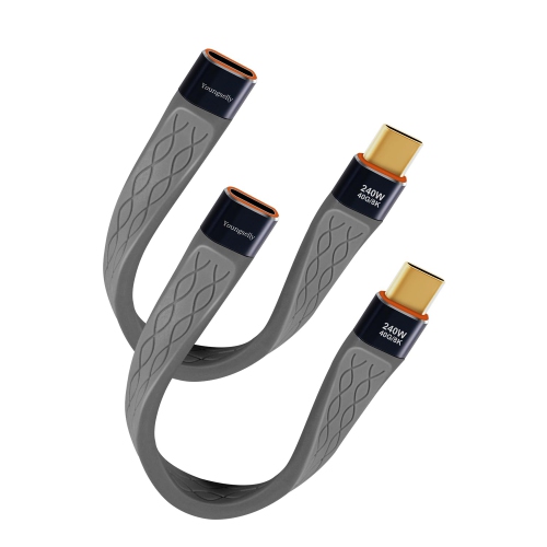 UNKNOWN  2Pack Female to Male 0.4Ft USB C Flex Cable, Compatible With Thunderbolt 4/3, USB4/3, Support 240W Fast