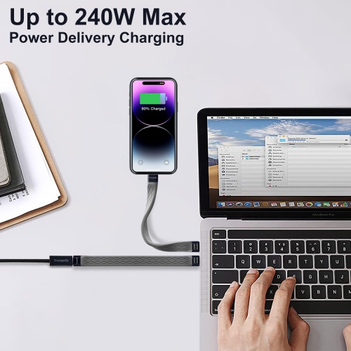 2Pack Female to Male 0.4Ft USB C Flex Cable, Compatible with Thunderbolt 4/3, USB4/3, Support 240W Fast