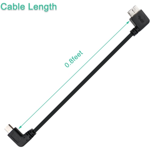 Micro B to USB C Cable 90-Degree, Replacement for KESU, Seagate, WD, Toshiba External Hard Drive Cord, 0.8 FT