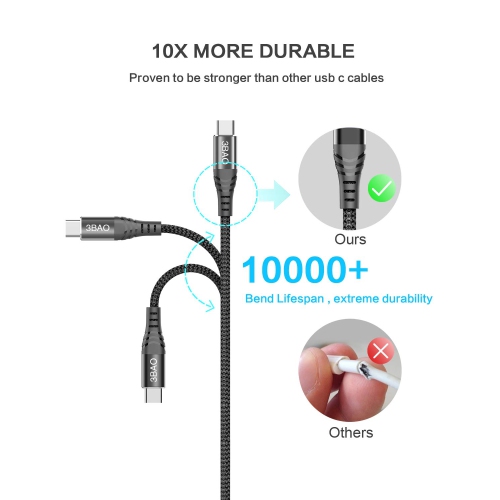 Câble USB-C, câble de chargement rapide USB-C câble tressé USB-A 2,0 à USB-C de 2Pack 3,3 6,6FT m pour Galaxy S20 S10 S9 S8 de Samsung