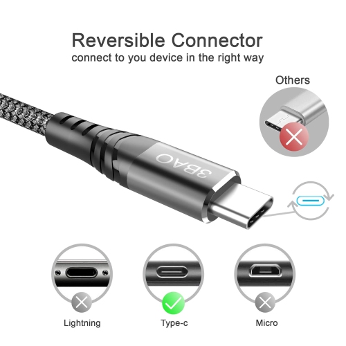 Câble USB-C, câble de chargement rapide USB-C câble tressé USB-A 2,0 à USB-C de 2Pack 3,3 6,6FT m pour Galaxy S20 S10 S9 S8 de Samsung