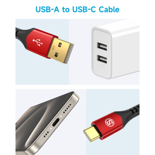 USB C Cable, USB C Charging Cord Fast Phone Charger USB A to USB-C Cord Nylon Braided Cord