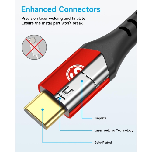 USB C Cable, USB C Charging Cord Fast Phone Charger USB A to USB-C Cord Nylon Braided Cord