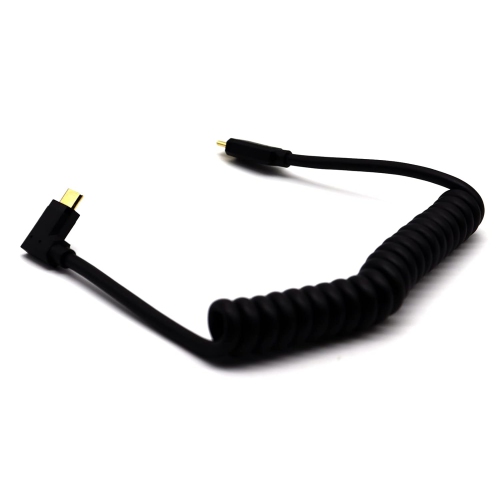 UNKNOWN  Spring Coiled USB C Cable, 90 Degree Angle USB 3.1 Male to USB 3.1 Male Fast Data Charging Cord Type C Extension