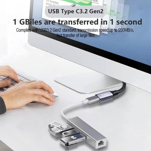 Câble de rallonge USB-C 6,6&nbsp;pi, [USB 3,2/10&nbsp;Gb/s] USB-C mâle à femelle; Câble de rallonge 100&nbsp;W à chargement rapide