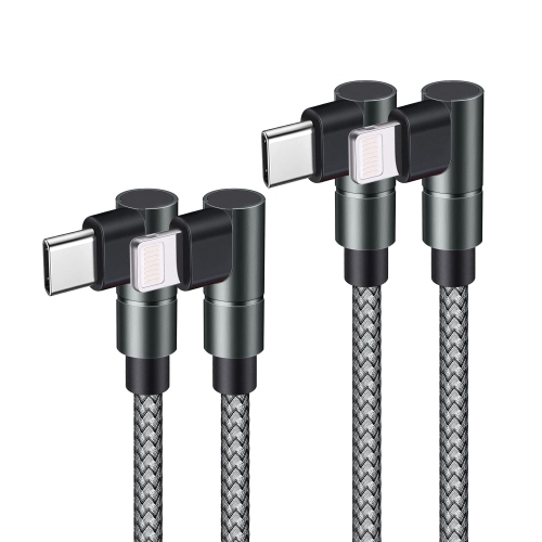2 Pack USB-C to Lightning Cable [6FT,MFi Certified] 90 Degree PD Fast Charging Cable for iPhone 13/13 mini/13 Pro/13