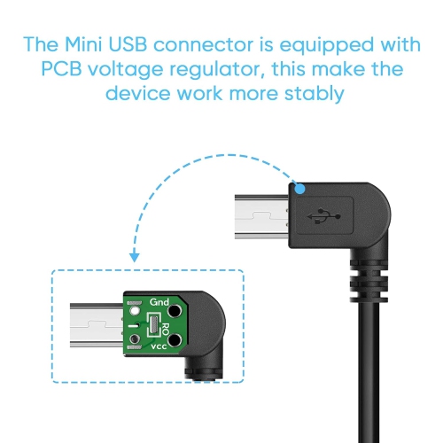 Cordon d'alimentation pour caméra de tableau de bord, câble de chargement mini USB long de 11,5 pi pour caméra miroir GPS Nuvi de Garmin, caméra