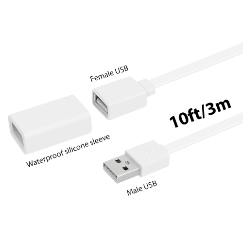 10Ft/3M USB Extension Cable Compatible with WYZE Cam V3/V2,Wyze Cam OG, WYZE Cam Pan V3/V3 Pro/ V2, IPX7