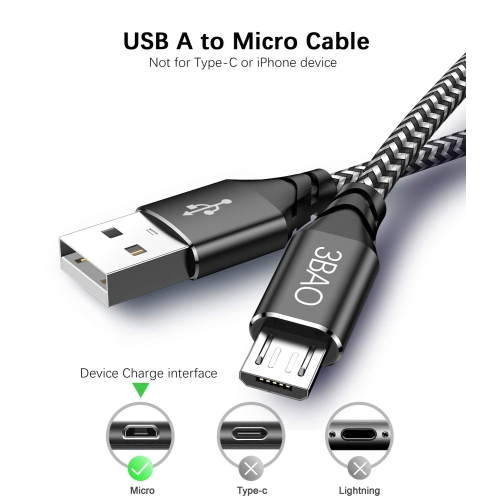 Micro USB Cable [4Pack 2X3.3ft 6.6ft 10ft] USB A to Micro Charging Cable Braided Android Charger Cord Data Sync