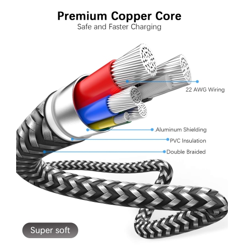 Micro USB Cable [4Pack 2X3.3ft 6.6ft 10ft] USB A to Micro Charging Cable Braided Android Charger Cord Data Sync