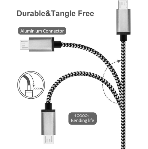 Micro USB Cable 10ft with 3A Fast Charging, 2Pack Ultra Durable 10ft Nylon Braided Charger Cords for Galaxy S7/S6/J8/J7