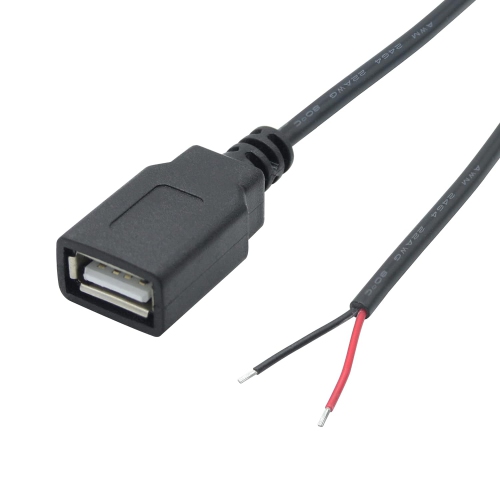2Pcs Short USB 2.0 Female 2 Pin Bare Wire,30cm/11.8in USB 12V/3A Pigtail Open End Power Cable,for and USB Equipment