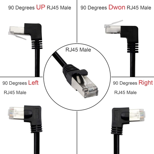 Cat5 Ethernet Cable,RJ45 Male to Male 90 Degree Internet Network LAN Cable Patch Cord for PC, Router, Modem, Printer,