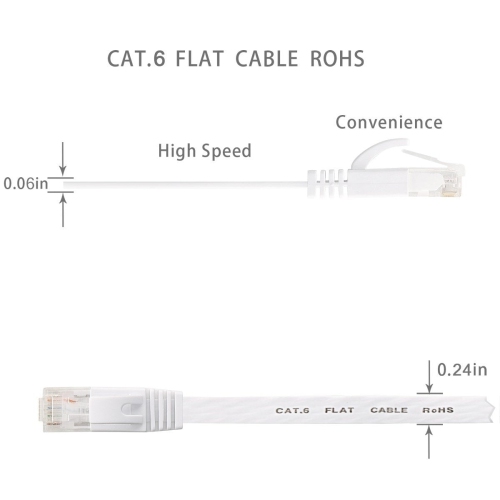 Cat 6 Ethernet Cable 10 Ft, Outdoor&Indoor, 10Gbps Support Cat 7 Network, Heavy Duty Flat Internet LAN Patch