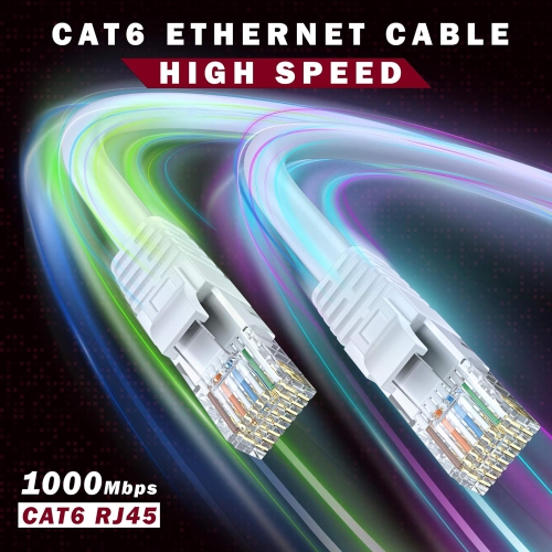 Cat 6 Ethernet Cable 30 Ft, 100% Pure Copper, Cat6 Cable LAN Cable, Internet Cable, Patch Cable and Network