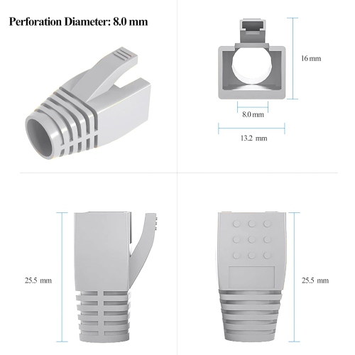 Paquet de 50 cache-6&nbsp;A câbles RJ45, Cat6 cache-câble réseau Ethernet Cat Cat7, gaine de décharge de tension (Fit OD:6,5-8,0MM Ethernet