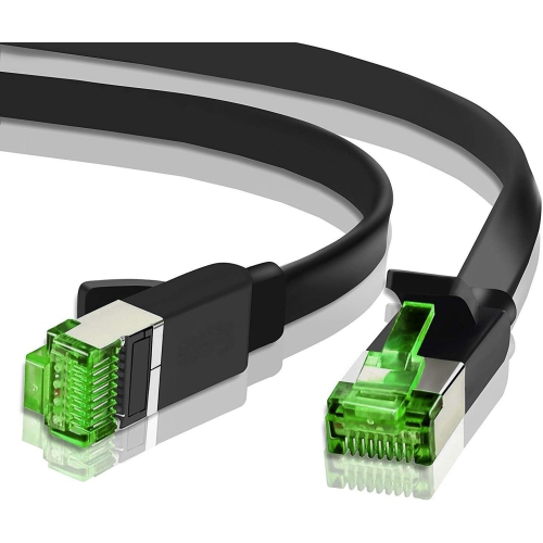 (TM) Ethernet Cable Cat7 Flat 50ft Black, Network Cable Cat 7 Flat Slim Ethernet Patch Cable, Internet Cable