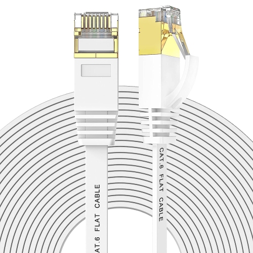 Ethernet Cable 100 ft High Speed, Cat 6 Flat Network Cable with Rj45 Connectors, Long LAN Cable with Clips -
