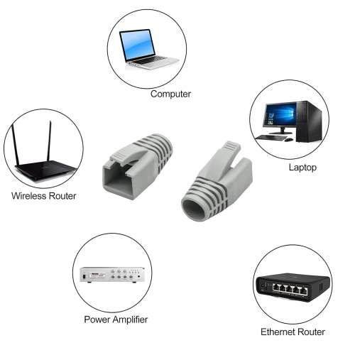 RJ45 Ethernet Network Cable Strain Relief Boot Fits CAT6 CAT6E CAT7 CAT7E CAT8, RJ45 Color Coded Cable