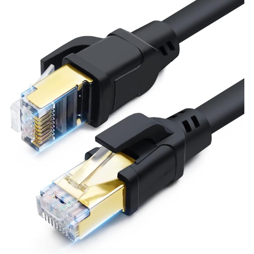 CAT 8 Ethernet Cable, 25ft High Speed Network Cable 40Gbps 2000MHz 26AWG SFTP LAN Internet Cable CAT8 with Gold Plated