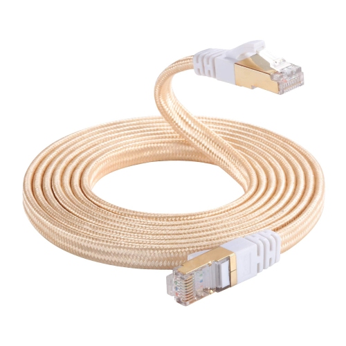 Cat 7 Ethernet Cable,Gold 5M/16FT Nylon Braided CAT7 High Speed Professional LAN Cable Gold Plated Plug STP