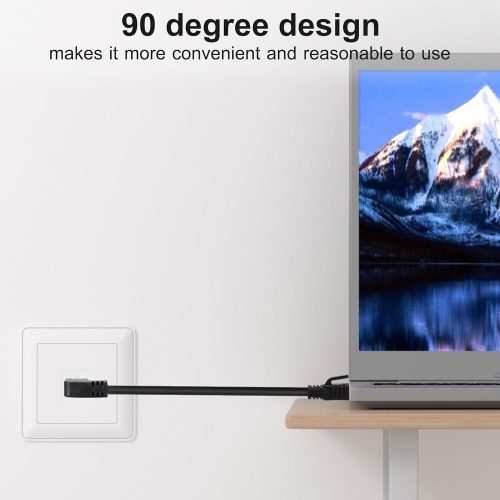 Cat 7 Ethernet Cable 0.6 Feet, 90 Degree (Right Angle Left + Right Angle Right), CAT7 RJ45 LAN Network Patch