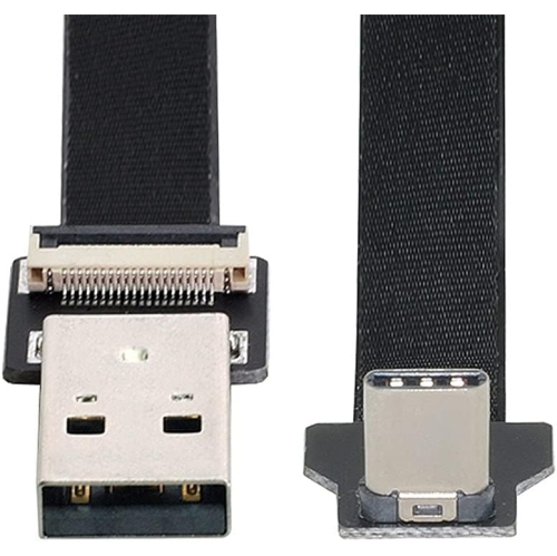 UNKNOWN  2.0M Up Down Angled USB 2.0 Type-A Male to USB-C Type-C Male Data Flat Slim Fpc Cable for Fpv & Disk & Phone