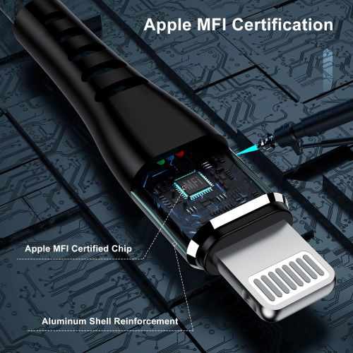 iPhone Charger 10 ft, Apple MFI Certified 2 Pack Long Lightning Cable Strong Nylon Braided Charging Cable 10 Foot Fast