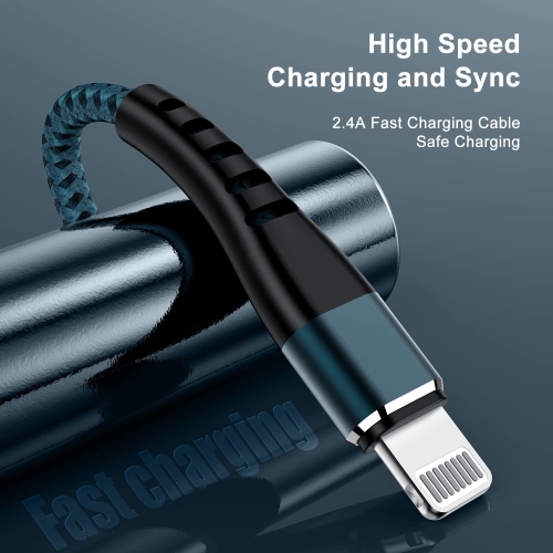 iPhone Charger 10 ft, Apple MFI Certified 2 Pack Long Lightning Cable Strong Nylon Braided Charging Cable 10 Foot Fast