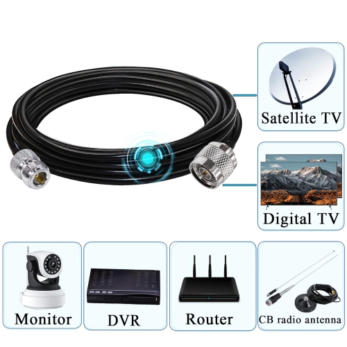 N Câble coaxial RF à faible perte mâle à N femelle RG58 m pour Wi-Fi/routeur/3G/4G/antenne LTE de type N.