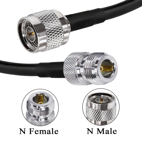 N Câble coaxial RF à faible perte mâle à N femelle RG58 m pour Wi-Fi/routeur/3G/4G/antenne LTE de type N.