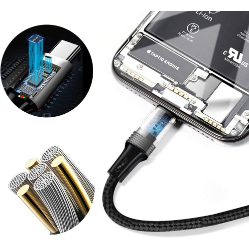 Multi Charging Cable, 2 in 1 Nylon Braided Multiple USB Fast Charging Cable - 4.1ft - Black