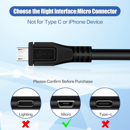 3ft Câble de recharge micro USB 2,0 de rechange pour ordinateur Sync. Données/chargeur pour montre intelligente Kidizoom de VTech