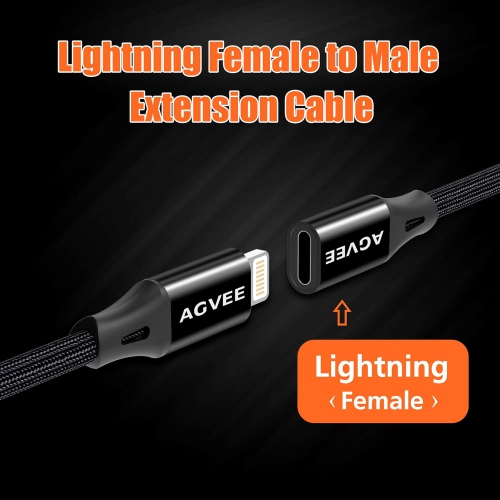 2 Pack 6.6ft Lightning Extension Cable, Braided Female to Male Extender Full Function Cord Compatible with iPhone