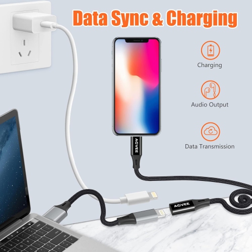 2 Pack 6.6ft Lightning Extension Cable, Braided Female to Male Extender Full Function Cord Compatible with iPhone