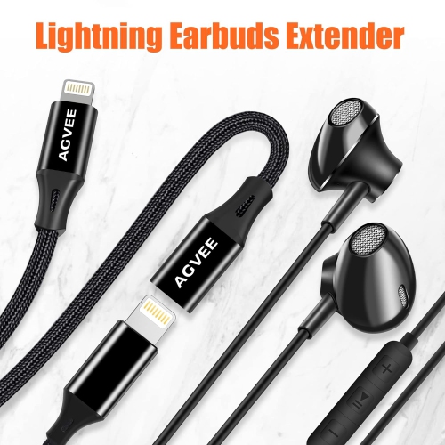 2 Pack 6.6ft Lightning Extension Cable, Braided Female to Male Extender Full Function Cord Compatible with iPhone