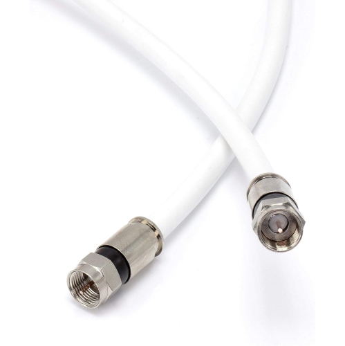 15' Feet, White RG6 Coaxial Cable with Weather Proof Connectors, F81 / RF, Digital Coax - AV, Cable TV,