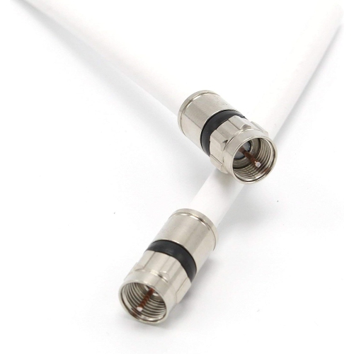 15' Feet, White RG6 Coaxial Cable with Weather Proof Connectors, F81 / RF, Digital Coax - AV, Cable TV,