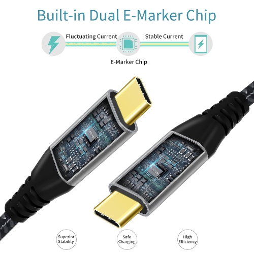 USB C to USB C Cable 4K@60Hz, 20Gbps, 100W, 1ft 2 Pack USB 3.2 Gen 2x2 Cable w/UHD Video Output, 5A Fast Power