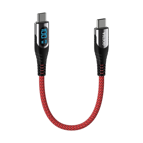 UNKNOWN  USB C to USB C Cable (100W 5A), 1Ft USB C Cable With Led Display, New Nylon Type C Charger Cable Fast Charging