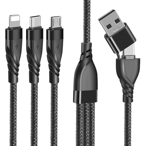 UNKNOWN  Multi Charging Cable, 5 In 1 Nylon Braided Multiple USB A/c Fast Charging Cord Adapter With Ip Micro USB Type C Port