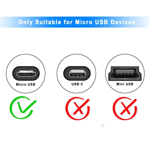 Right Angle Micro USB Cable, Micro USB 6 Inches Cord Short Micro USB Cable, USB Male to Micro USB Male Adapter Cable,