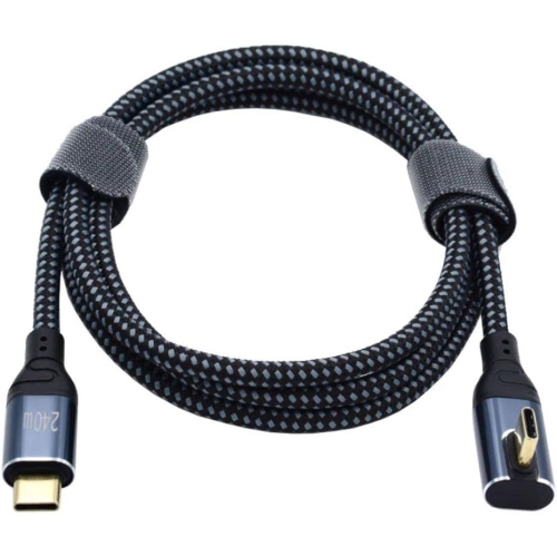 USB C to USB C 240W Cable 480Mbps 48V 5A 90 Degree Low Profile Angled Compatible with USB2.0 100W Charging
